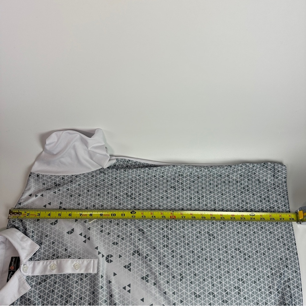 Callaway Opti-Dri Men’s Med Golf Polo Geometric Triangles Gray White Fade Ombré - Picture 7 of 9